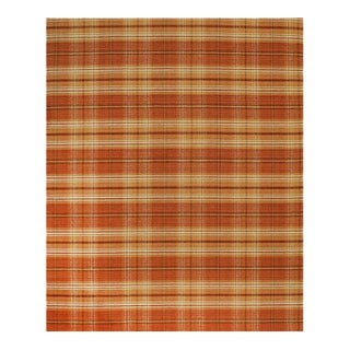 8x10 Yellow Flat Weave Wool Tartan Kilim Geometric Modern Carpet Rug For Sale