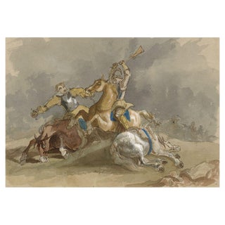Circle of Abraham Cooper, Civil War Battle Scene, Early 19th Century, Watercolour For Sale