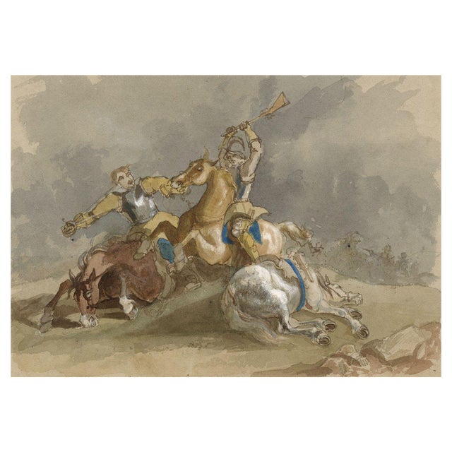 Circle of Abraham Cooper, Civil War Battle Scene, Early 19th Century, Watercolour For Sale