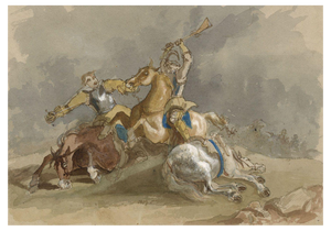 Circle of Abraham Cooper, Civil War Battle Scene, Early 19th Century, Watercolour