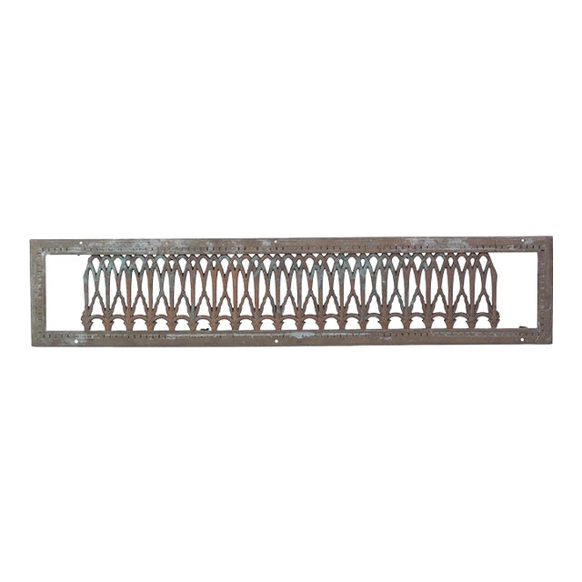 Bronze Overlapping Gothic Arches Wall Grate 38 X 10 In. For Sale