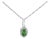 10K White Gold 5x3mm Green Emerald and Diamond Accent Halo Oval Shape 18" Pendant Necklace (I-J Color, I1-I2 Clarity) For Sale