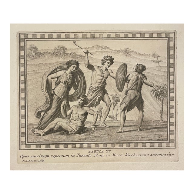 Antique Engraving of an Italian Mosaic For Sale