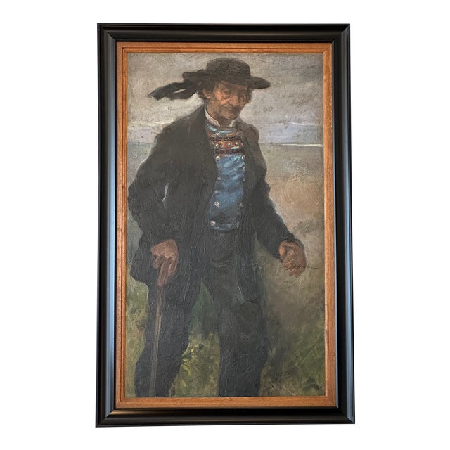 Early 20th Century Breton Grand Père Painting, Framed For Sale