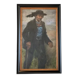 Early 20th Century Breton Grand Père Painting, Framed