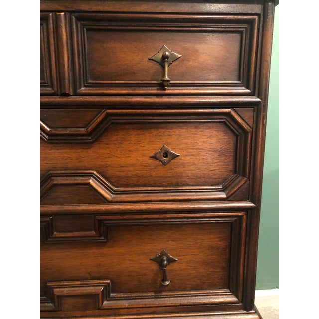 Vintage beautiful walnut 3 drawer side table with turned legs and dove tail drawers.