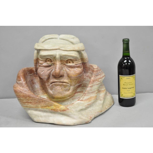 Vintage Seymour L. Shuren Modern Carved Pink Marble Native American Bust Sculpture. "Seymour L. Shuren was a prominent...