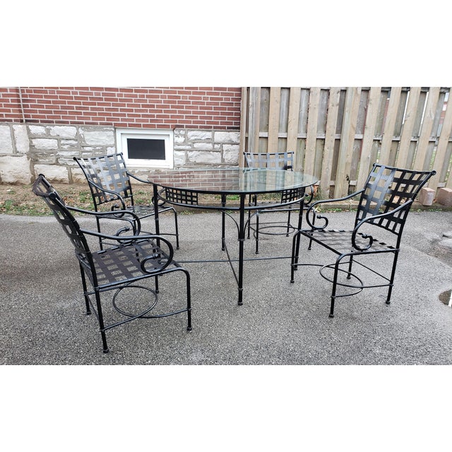 Vintage Coastal Brown Jordan Florentine Style Wrought Iron Outdoor