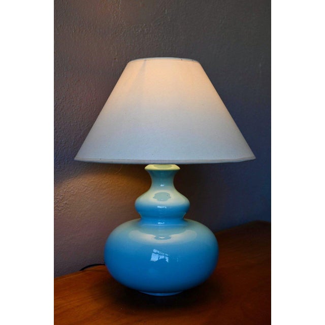 Vintage French Bohemian Blue Ceramic Table Lamp, 1960s For Sale - Image 6 of 10
