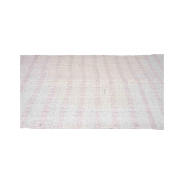 Pink White Vintage Hemp Kilim Rug - 5`10" X 11`2" For Sale - Image 4 of 6
