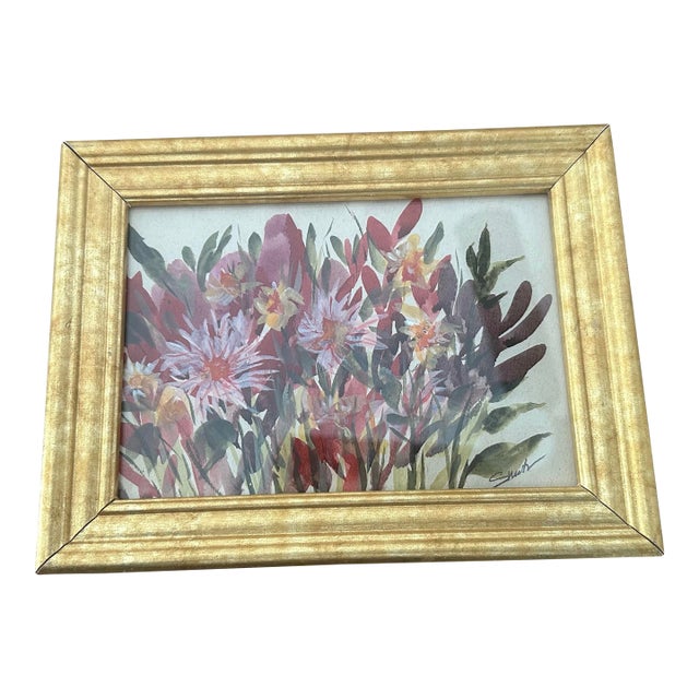 “Wild Garden” Framed Original Watercolor Botanical For Sale
