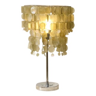 Styled After Verner Panton Capiz Shell Table Lamp For Sale