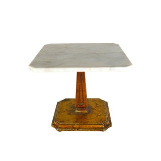 Vintage Marble Top & Brass Filigree Side Table For Sale