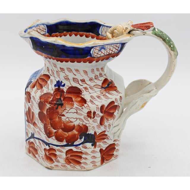 Ironstone China Circa 1860s English Large Ironstone Octagonal Jug With Dragon Handle For Sale - Image 4 of 10
