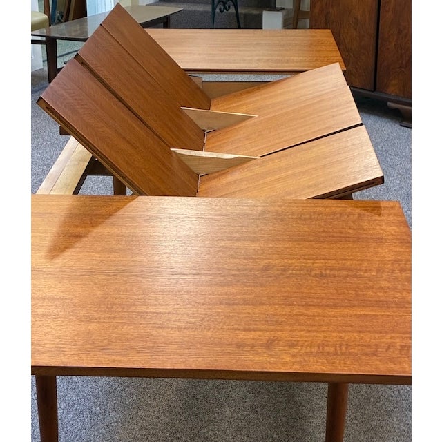Teak Dining Table With 3 Butterfly Leaf Extensions Uk Import C. 1960's For Sale - Image 14 of 18