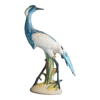 1960s Italian Ceramic Heron Statue For Sale