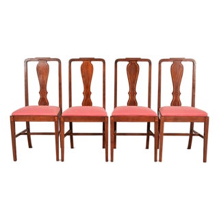 Baker Furniture Style Federal Inlaid Mahogany Dining Chairs, Set of Four For Sale