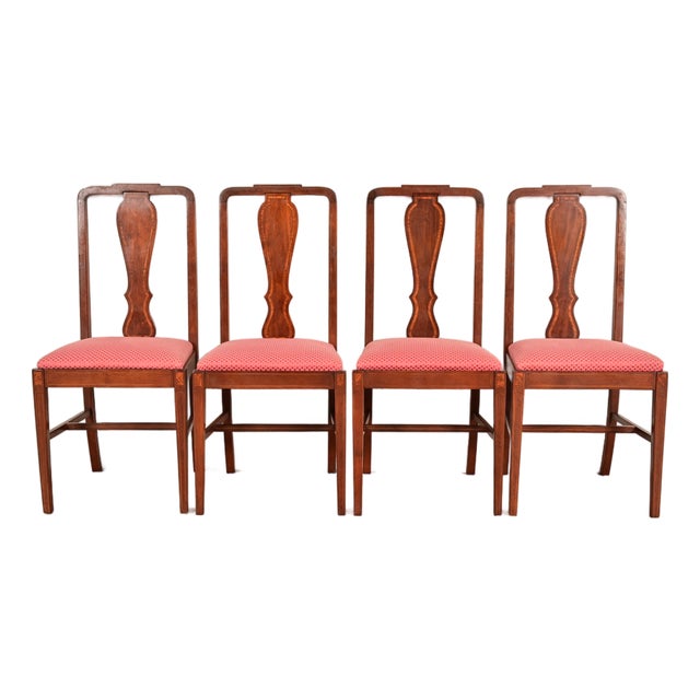 Baker Furniture Style Federal Inlaid Mahogany Dining Chairs, Set of Four For Sale