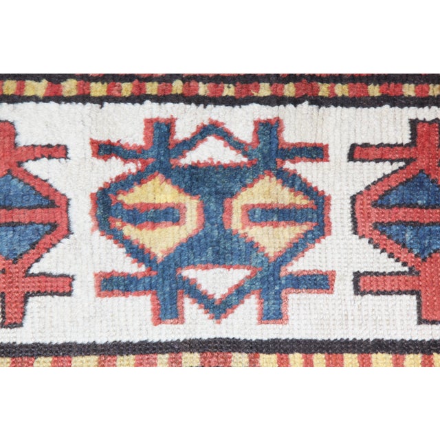 Textile Antique Caucasian Sahsavan-Kazak Long Carpet-8' 1'' X 3' 2'' For Sale - Image 7 of 16