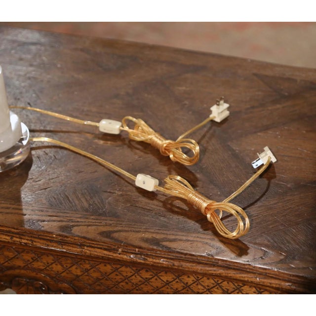 Pair of Carved Rock Crystal Table Lamps on Acrylic Bases For Sale - Image 9 of 9