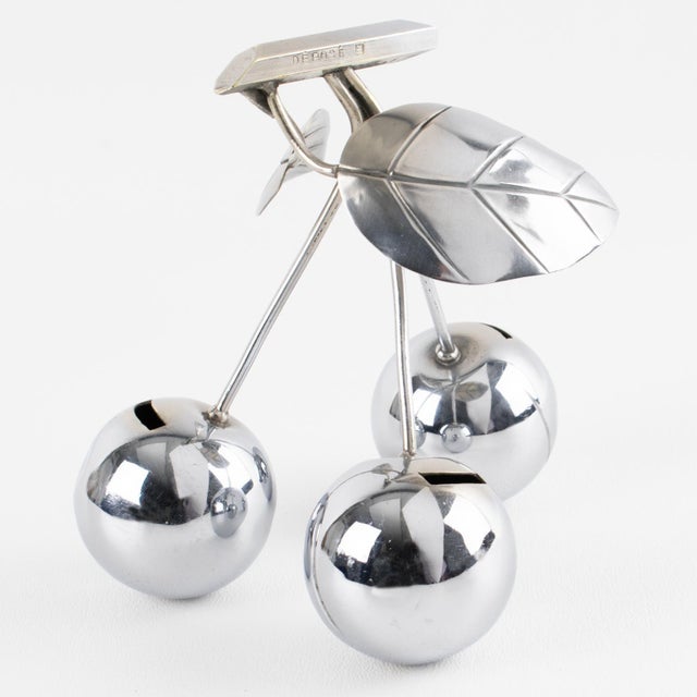 1930s Art Deco Giant Chrome Cherries Barware Cocktail Picks by Gouaille - 11 pcs For Sale In Atlanta - Image 6 of 11