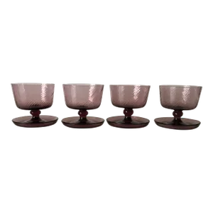 Vintage Light Amethyst Glass Swirl Sherbet/Ice Cream Dishes S-4