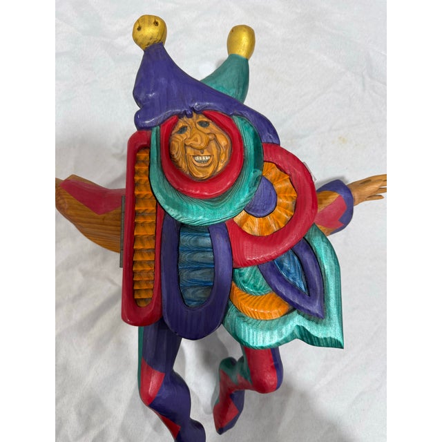 hand-carved wooden jester wall art With Drawer Artist Signed 1996 Rare Excellent condition no damages Signed and Dated...