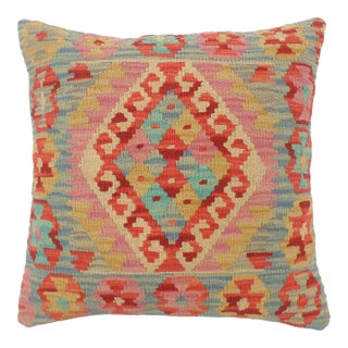 Shabby Chic Turkish Dennis Hand Woven Kilim Pillow For Sale