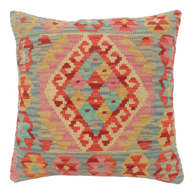 Shabby Chic Turkish Dennis Hand Woven Kilim Pillow For Sale