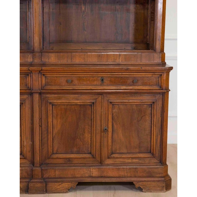 Italian 19th Century Walnut Bookcase with Architectural Design For Sale - Image 9 of 13
