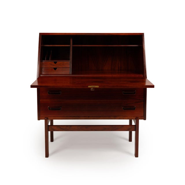 Wood Vintage Arne Wahl Iversen Rosewood Secretary Desk Model 68 C. 1960's For Sale - Image 7 of 10