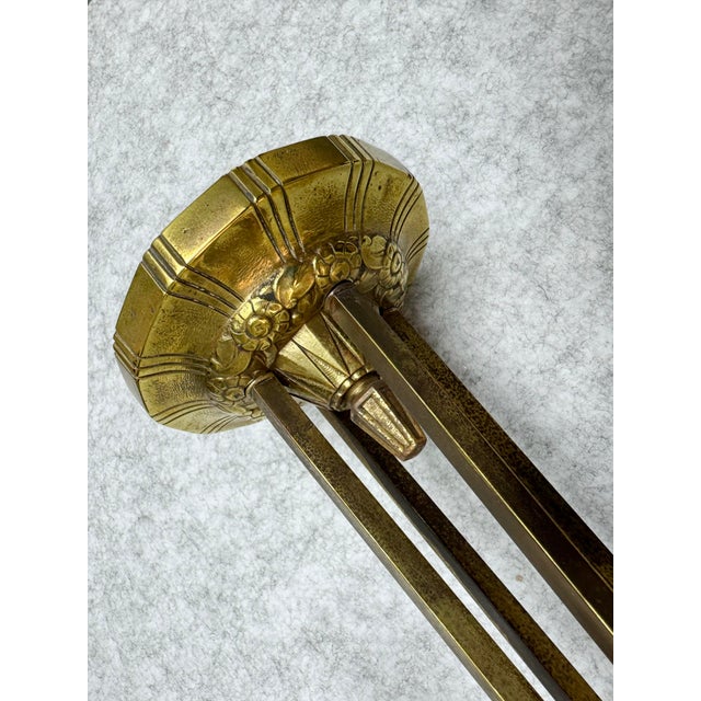 French Art Deco Degue Bronze Ceiling Light With Four Signed Glass Panels, Circa 1920s For Sale - Image 11 of 18