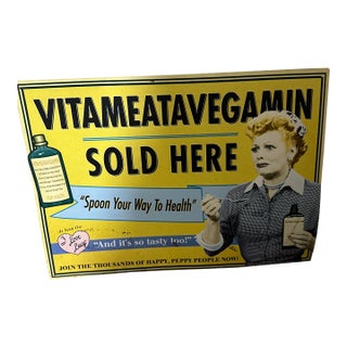 Mid 19th Century Farmhouse Decor Reproduction, Metal Sign of I Love Lucy For Sale