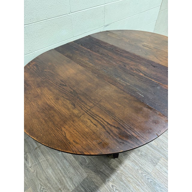 Antique Arts & Crafts Mission Quarter Sawn Oak Pedestal Dining Table For Sale - Image 15 of 16