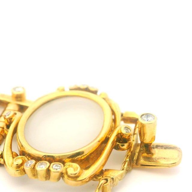 Vintage Lalaounis Frosted Rock Crystal and Diamond Bracelet in 18k Gold, Greece For Sale - Image 12 of 13