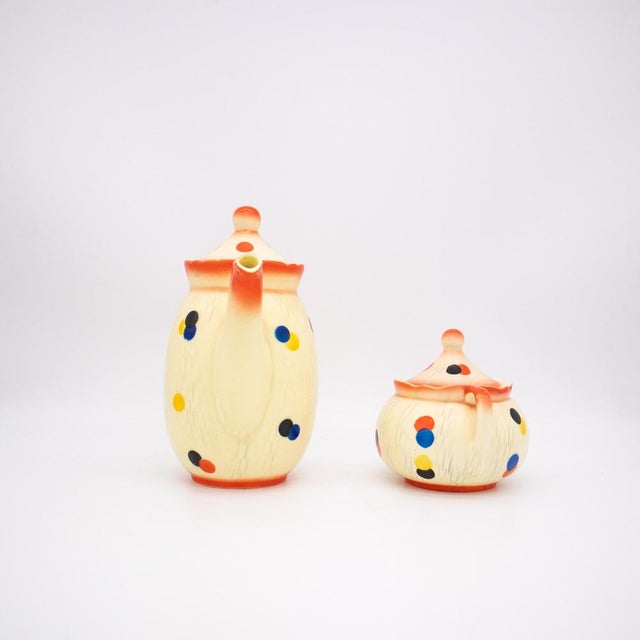 Ceramic Czech Art Deco Mocha Service from Bihl, 1920s, Set of 10 For Sale - Image 7 of 9