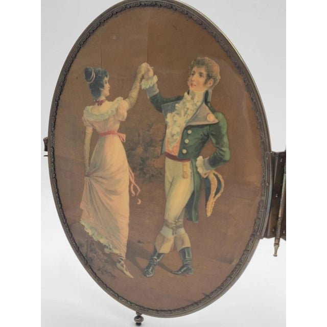 Rare 1800's Victorian Bronze Frame Dancing Couple Triple Hanging Shaving Vanity. For Sale - Image 9 of 12