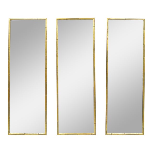 Vintage Italian Hollywood Regency Faux Bamboo Wall Mirrors Set Of