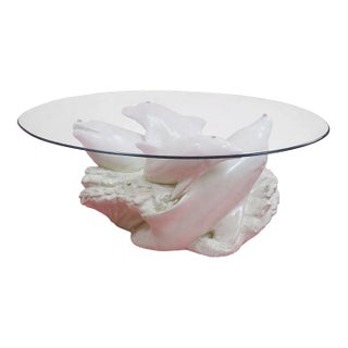 Late 20th Century 4 Dolphin Heads Coffee Table For Sale