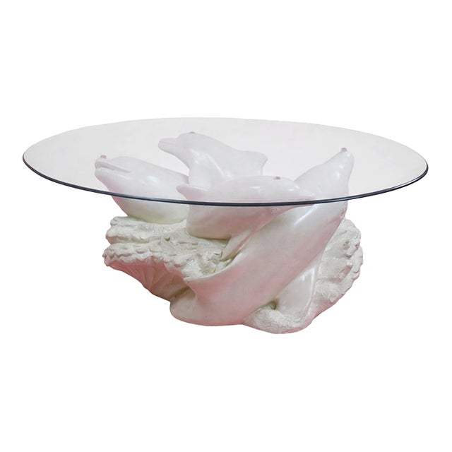 Late 20th Century 4 Dolphin Heads Coffee Table For Sale