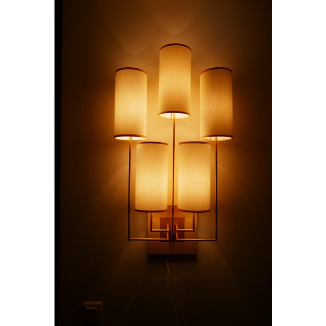 Wall Sconce Tiges5 in Patinated Gold Metal and Fabric by Aymeric Lefort For Sale - Image 12 of 14