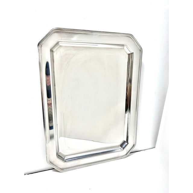 1970s Italian Modernist Stainless Steel Tray – Georgian House Octagonal Serving Tray, Minimalist Bar Cart or Coffee Table Decor For Sale - Image 5 of 12