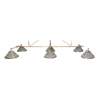 Large Billiard Table 6 Lamp Brass Pendant Light, 1960s For Sale