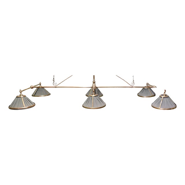 Large Billiard Table 6 Lamp Brass Pendant Light, 1960s For Sale