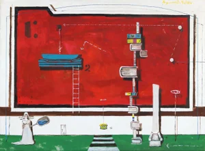 "Bibliotheque" Contemporary Surrealist Style Oil Painting by Leonardo Aguirre