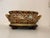 Chinoiserie Vintage Chinoiserie Gilt & Iron-Red Oval Porcelain Fishbowl Planter on Original Wood Stand For Sale - Image 3 of 9