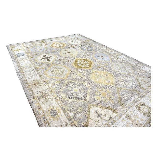 Textile 21st Century Turkish Oushak 11x15 Grey, Ivory, Olive & Yellow Handmade Area Rug #1144074 For Sale - Image 7 of 14