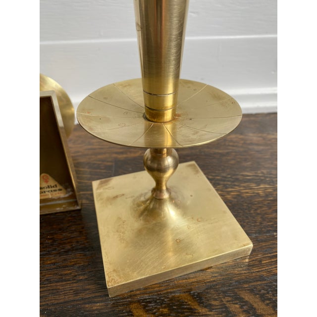 Tommi Parzinger Mid 20th Century Mid Century Modern Tommi Parzinger Brass Candle Sticks For Sale - Image 4 of 5