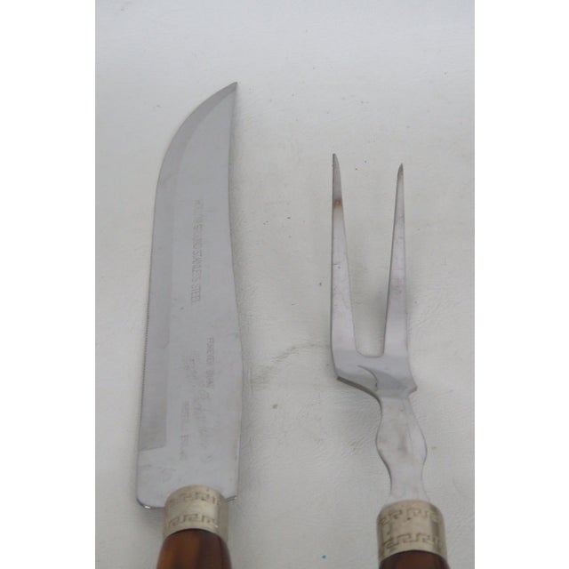 Mid-Century Modern Westall Richardson Sheffield Stainless Steel Carving Knife Fork 2pc Pair 5147b For Sale - Image 3 of 17