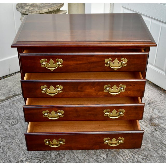 Vintage Small Four Drawer Traditional Style Solid Cherry Bachelors Chest For Sale - Image 10 of 12